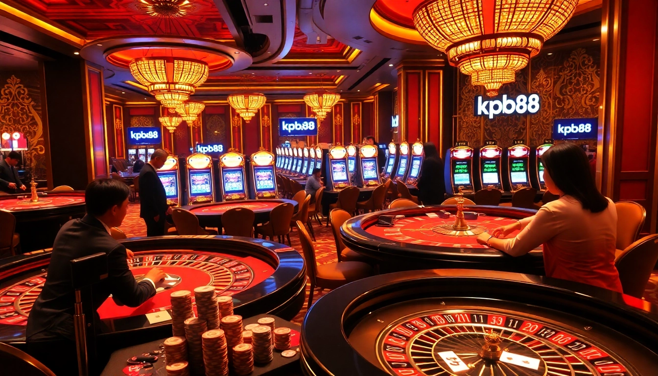 Playtable action at KP88 casino with vibrant lights and professional dealers.