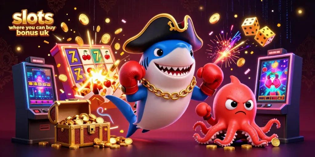 Engage with slots where you can buy bonus uk in this dynamic, colorful 3D casino scene.