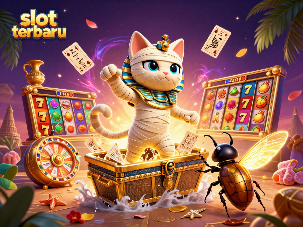 Experience slot terbaru thrills with vibrant Egyptian themed casino art showcasing exciting gaming elements.