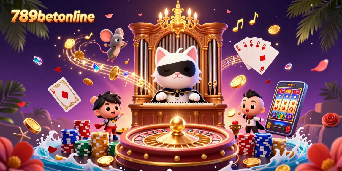 Experience the thrill of 789betonline with a dynamic casino scene featuring vibrant characters and rich gaming elements.