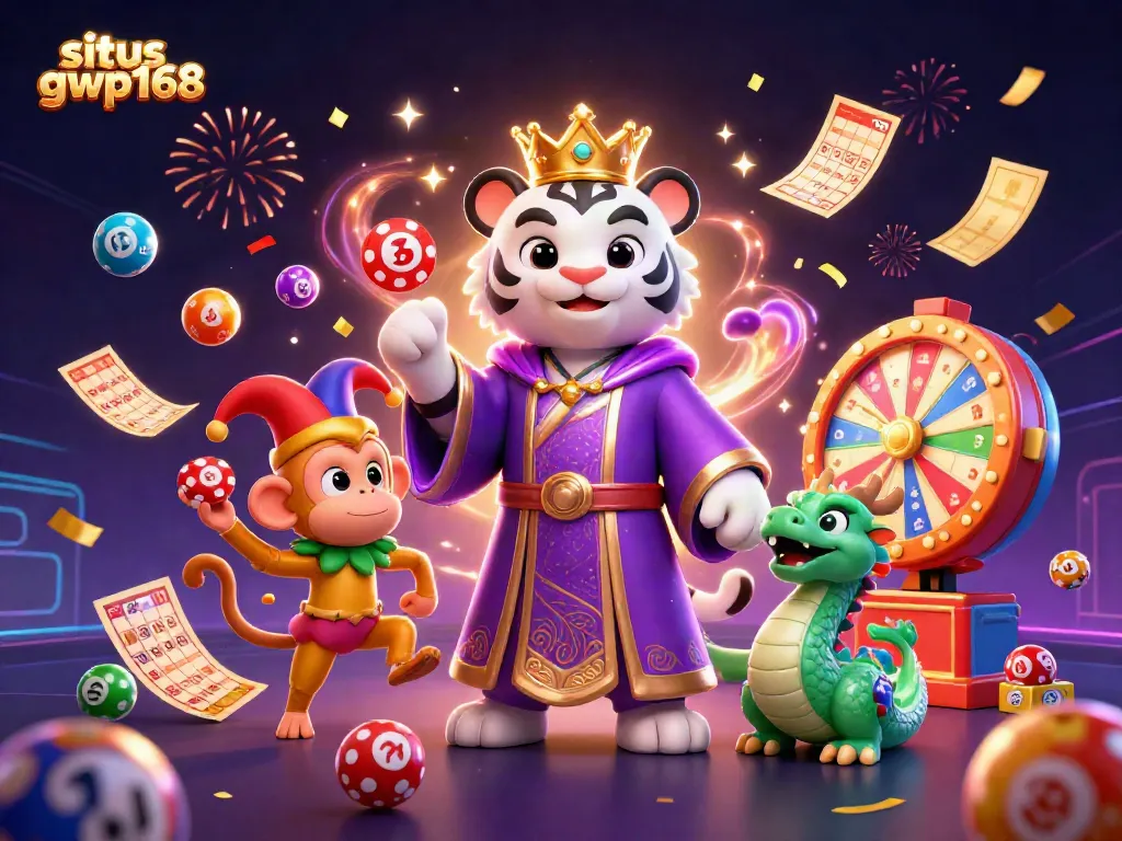 Menggandakan keseruan di situs gwp168 dengan tumpukan bola lotere berwarna-warni dan karakter kasino 3D