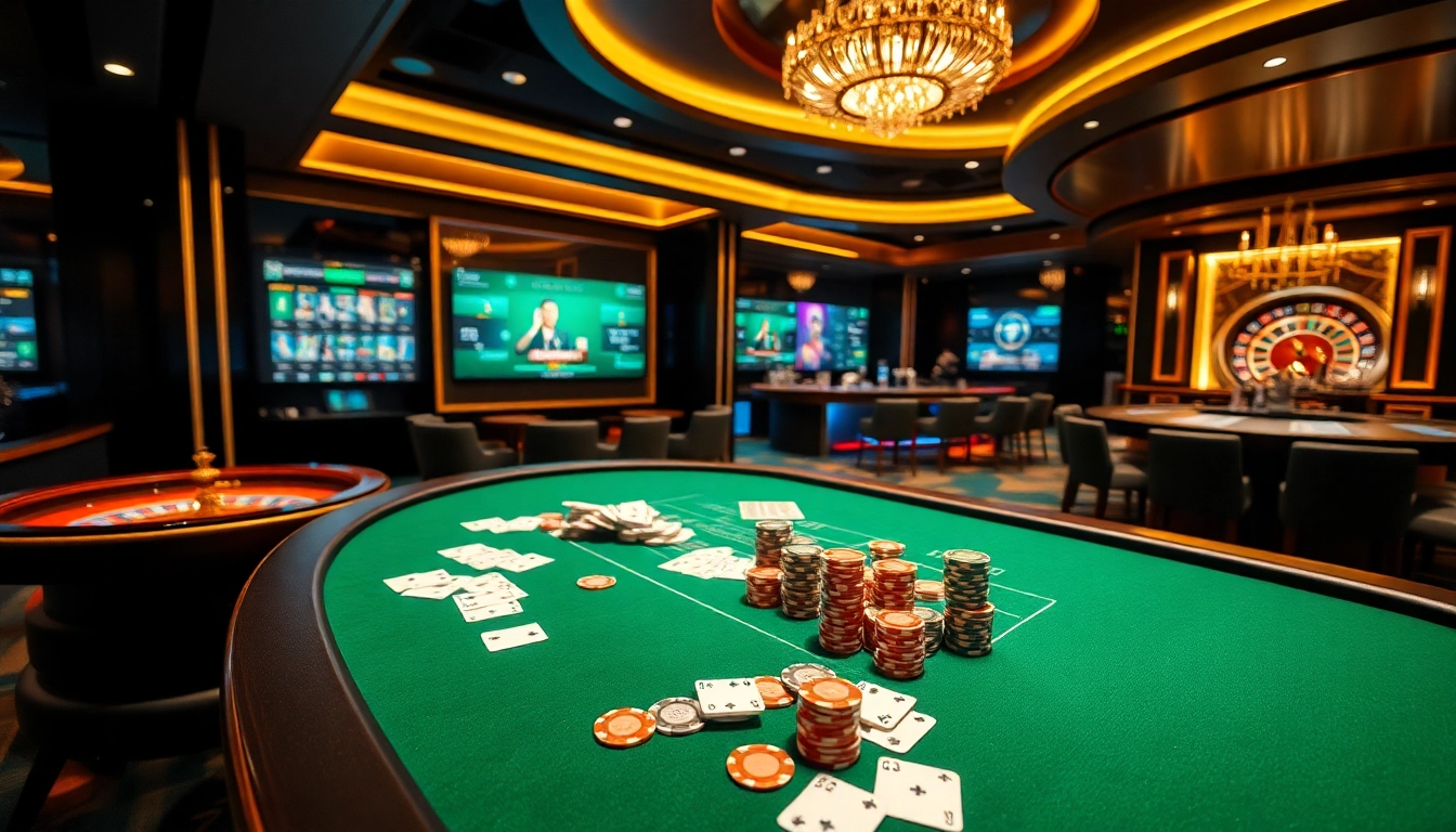 Experience the thrill of betting at uu88 with a dynamic casino scene filled with poker chips and cards.