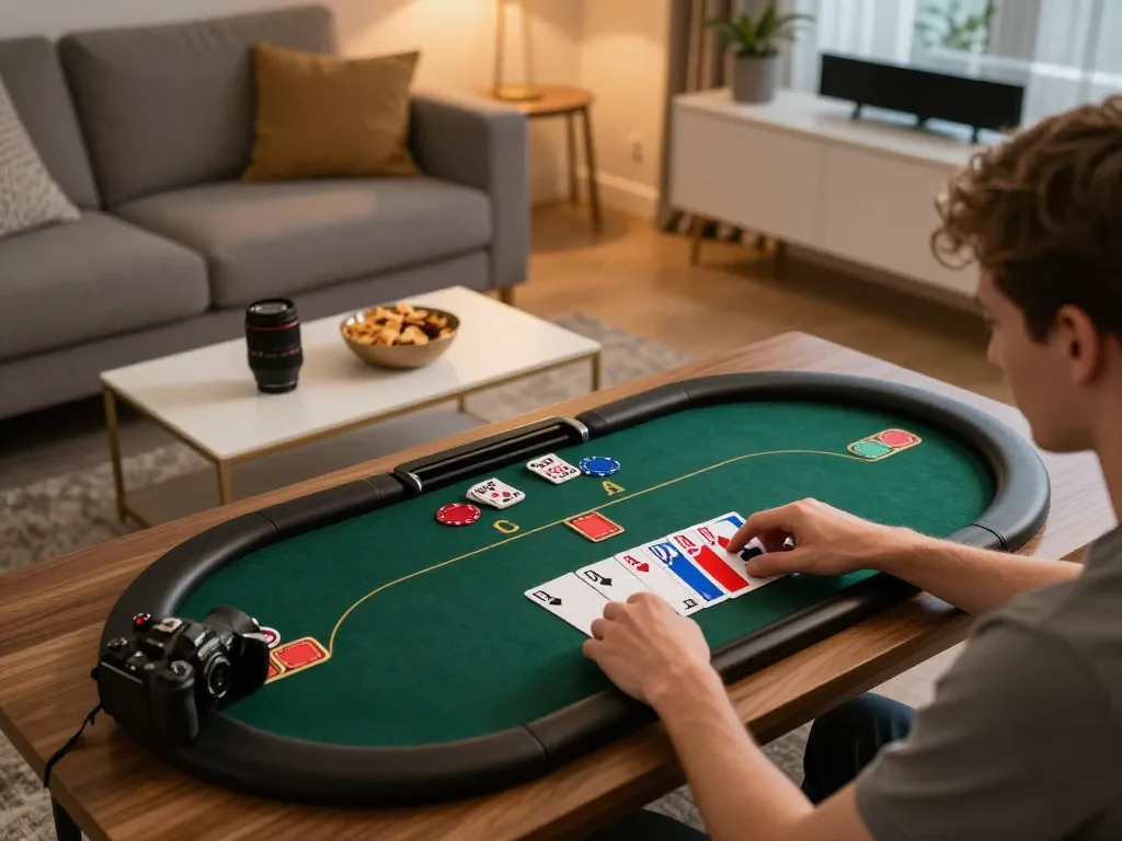 A player engages in online poker gameplay on a tablet, experiencing excitement on the trang chu lc88 platform.