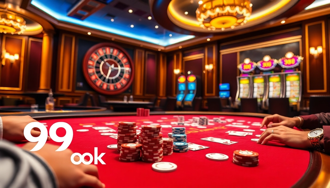 Dynamic poker game at 99ok featuring excitement and luxury in a casino atmosphere.