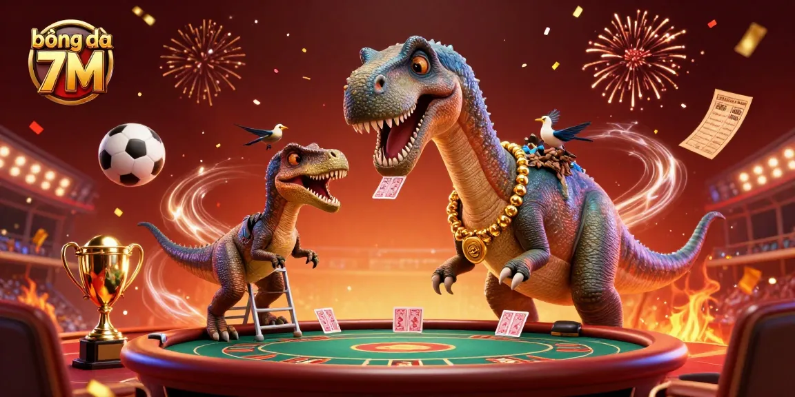 bóng đá 7M sports betting scene with dynamic 3D characters and festive elements for an engaging experience.