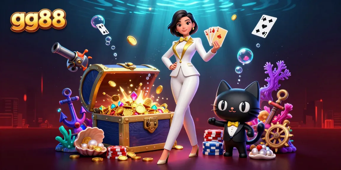 Experience exciting card games with gg88 in a vibrant 3D casino scene featuring glamour and action.