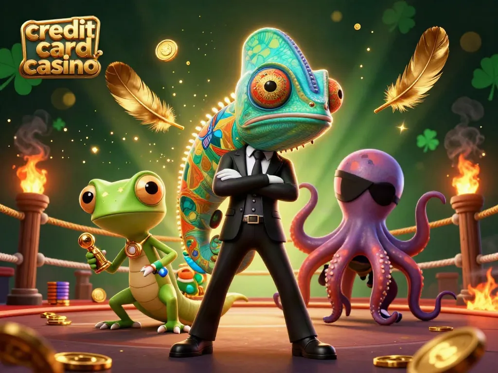 Engage in thrilling action at a credit card casino with dynamic characters and vibrant game elements.