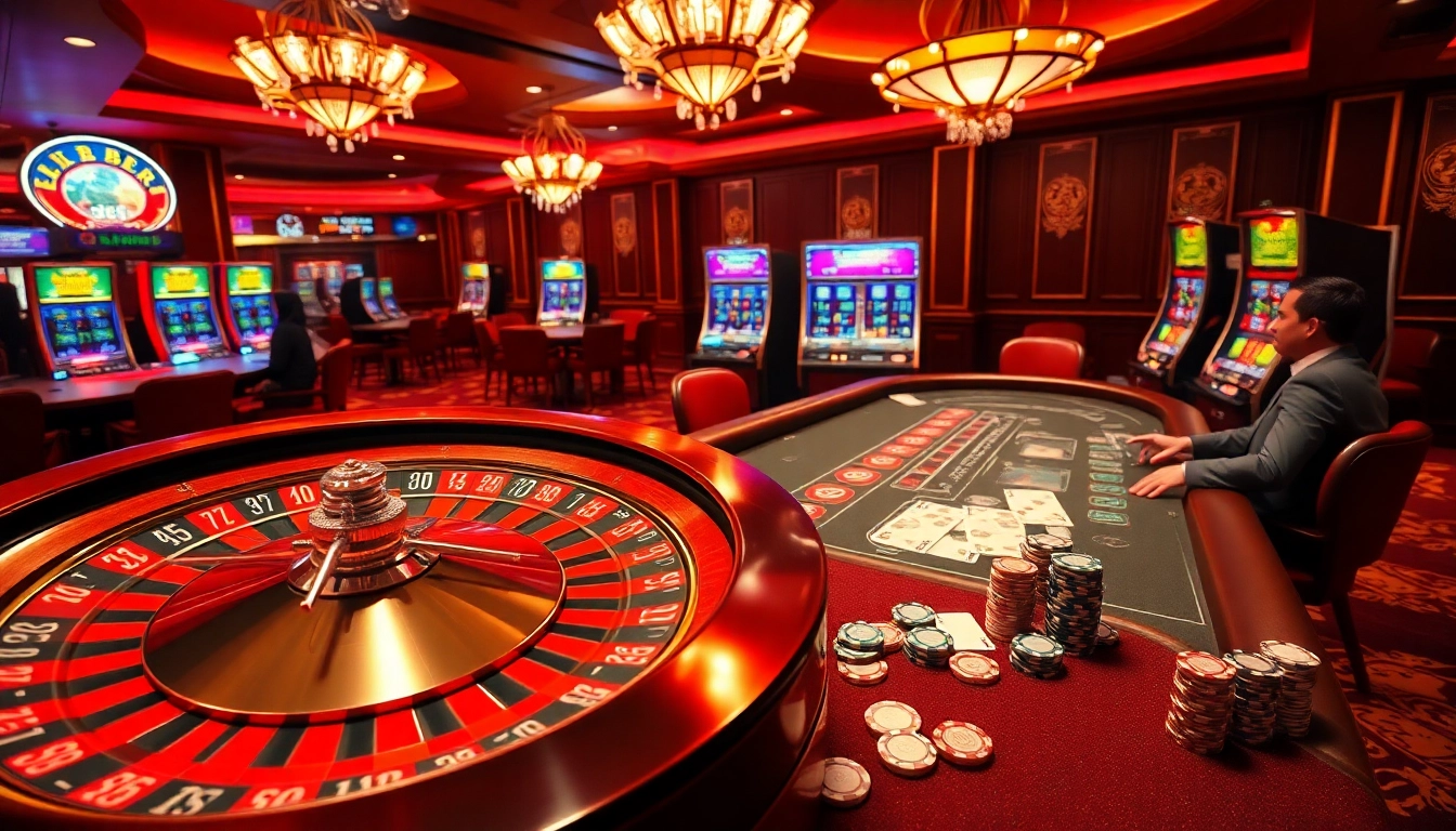 Engage in exciting gameplay at good88 casino featuring roulette, poker tables, and vibrant slots.