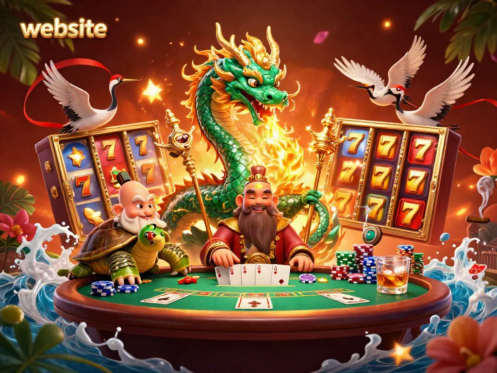 Website DEWA168 menawarkan permainan slot gacor menarik dengan karakter naga dan kura-kura.