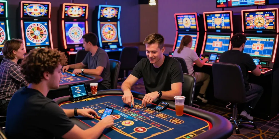 Engaging scene of players enjoying online games at https://663bet.com.pk/ in a vibrant, interactive casino.