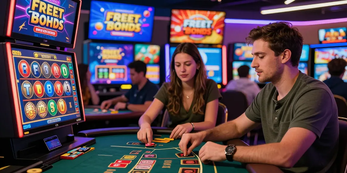 Engaging online gaming atmosphere showcasing players at casinos that accept credit cards, vibrant slot games, and promotional banners.