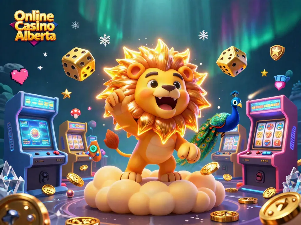 Experience the thrill of Online Casino Alberta with this vibrant 3D illustration of exciting gaming elements.