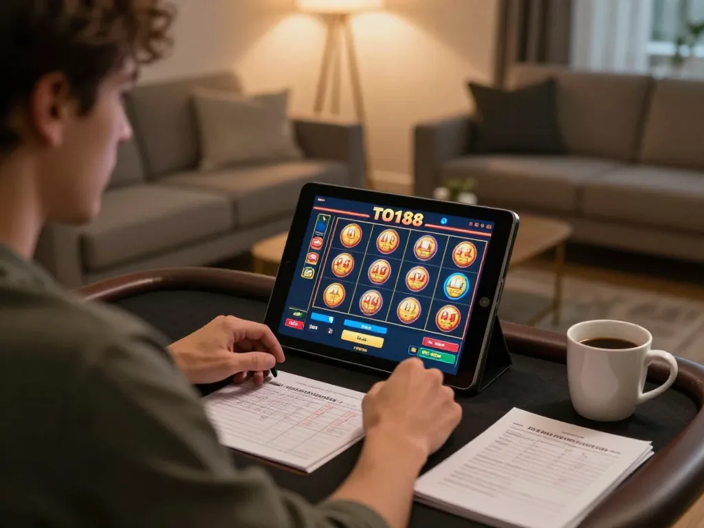 Experience TO188's exciting slot gameplay with a player immersed in online casino action.