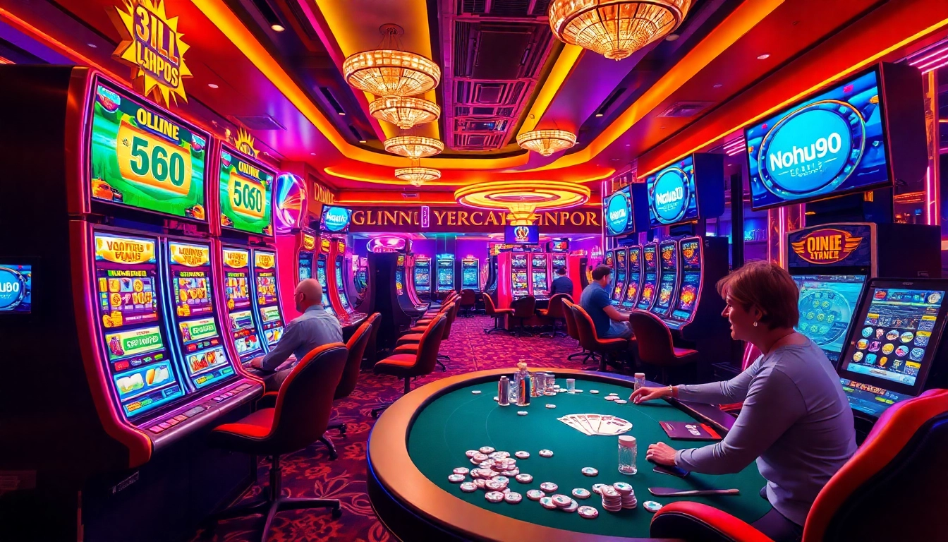 Nohu90 online gaming interface showing players engaged in slots and high stakes gameplay.