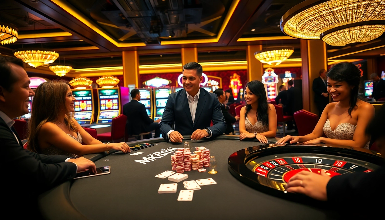 Exciting gameplay at MK8thai casino with lively poker action and vibrant slot machines.