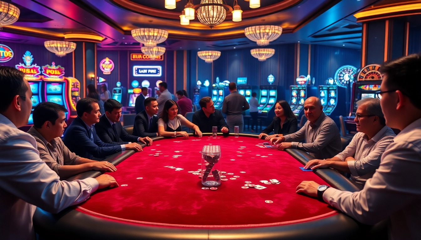 TT88 poker table with vibrant chips and cards in a luxurious casino setting.