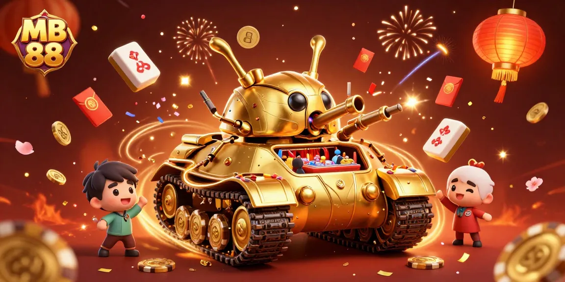 Experience high-stakes gaming action with MB 88's immersive casino environment featuring vibrant, celebratory elements.